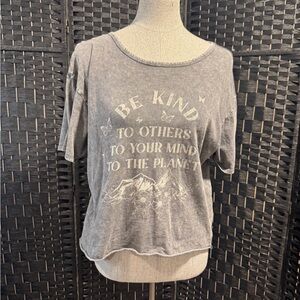 3/25🙂 Caution to the Wind Gray Graphic Tee with Positive Message